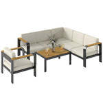 Outsunny Garden Furniture Set With L-shaped Sofa, Armchair And Table