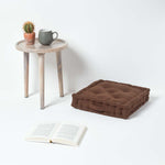 Rajput Ribbed Cotton Floor Cushion | 40cm x 40cm | Brown
