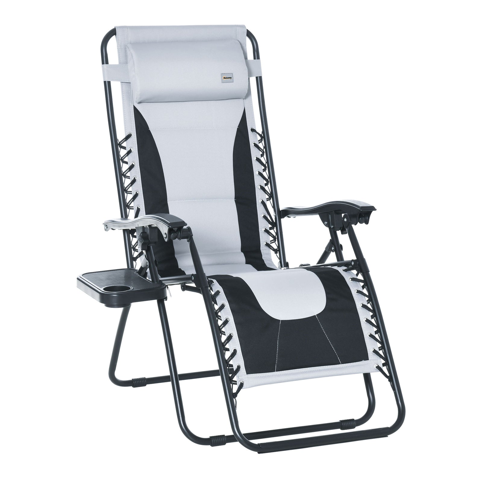 Zero Gravity Lounger Folding Recliner Chair W/ Cup Holder | Set-of-1 | Light Slate Gray