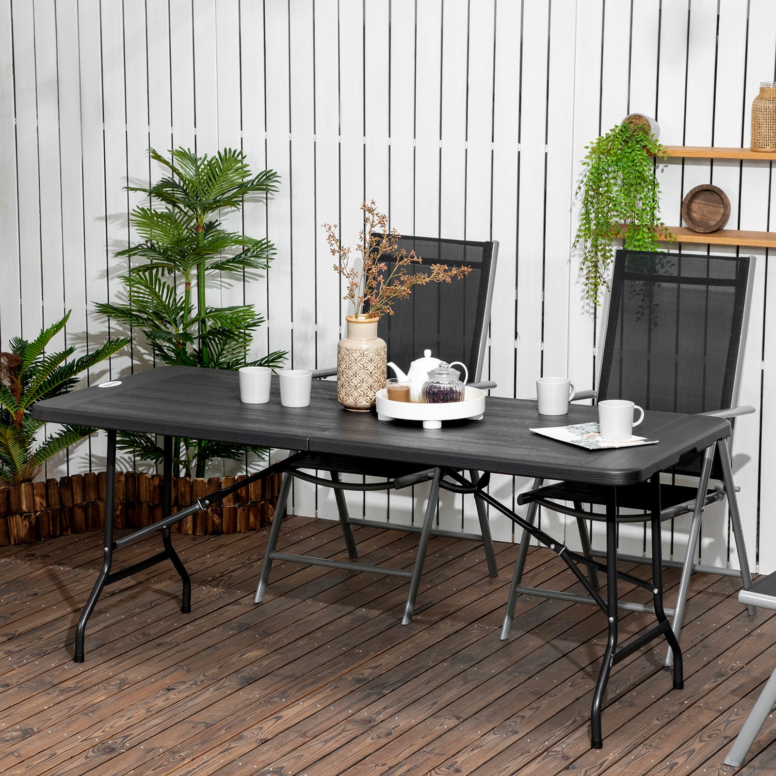 Outdoor Dining Table For 6, Folding Garden Dining Table