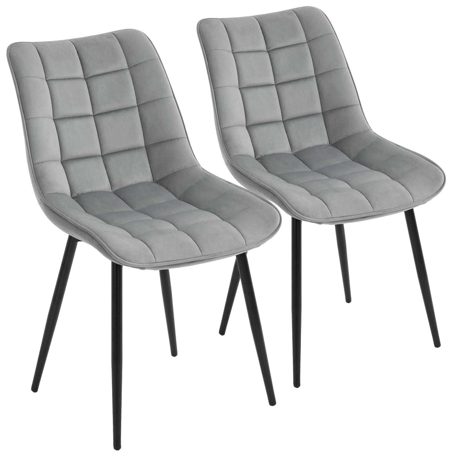 HOMCOM Velvet Dining Chairs With Metal Legs