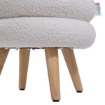 Teddy Fleece Upholstered Footstool With Wooden Legs
