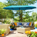 4.6m Double-sided Sun Umbrella W/ Base | Sky Blue