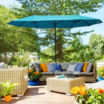 4.6m Double-sided Sun Umbrella W/ Base | Sky Blue