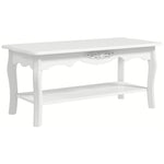Wooden Coffee Table, White Shelf, Storage