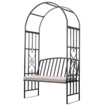 Garden Arbor Arch Metal Bench Padded