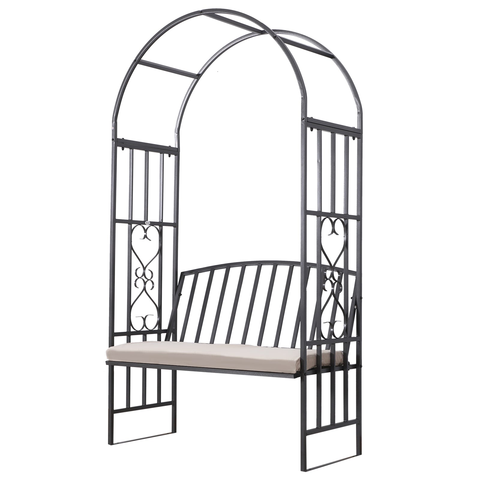 Garden Arbor Arch Metal Bench Padded