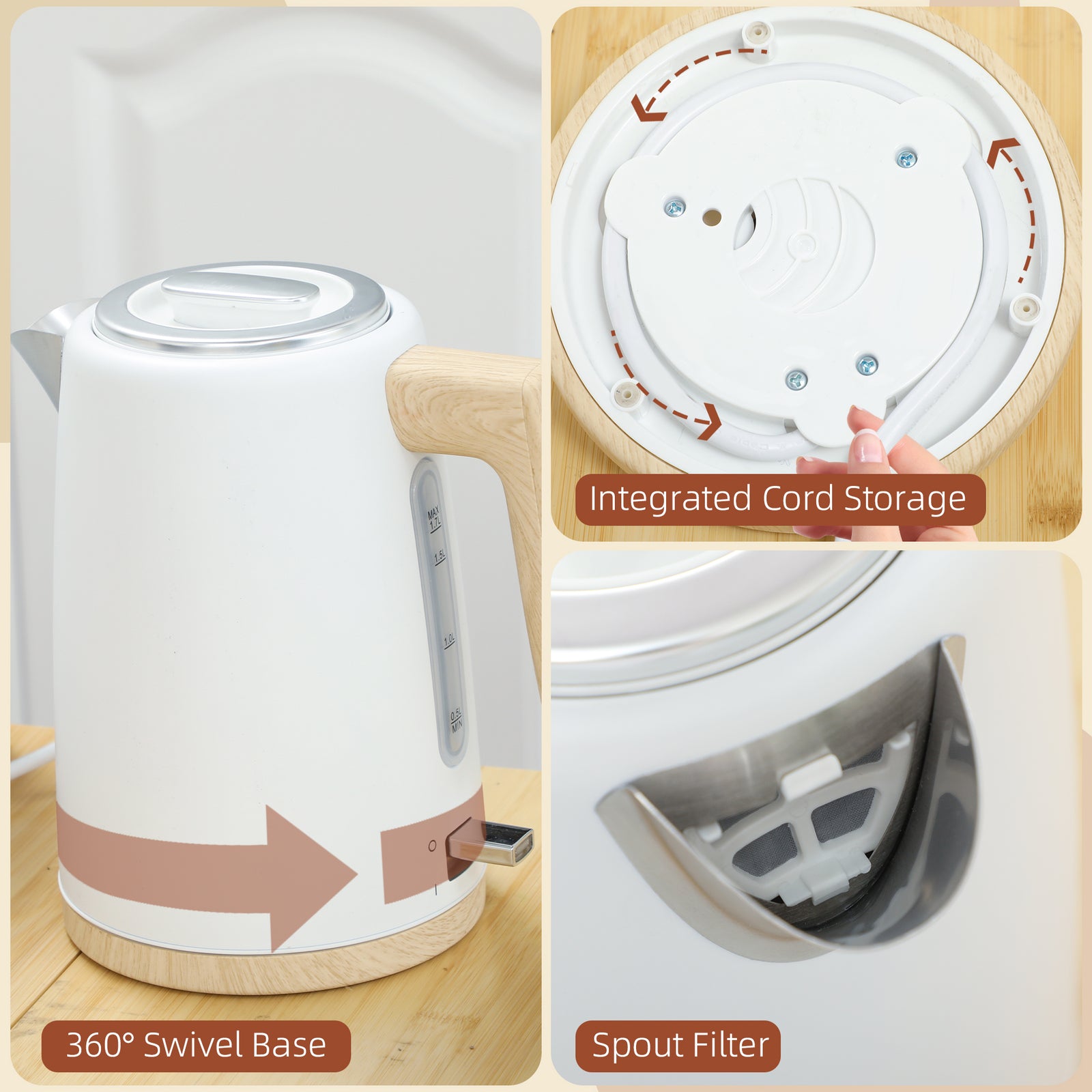 1.7l Electric Fast Boil Kettle And 2 Slice Toaster Set | White