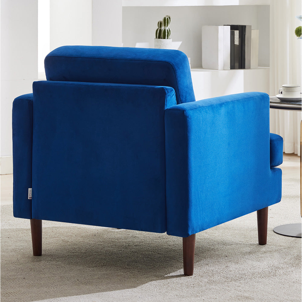 Mid-century Modern Single Sofa Chair – Velvet Upholstery, High-density Foam, Walnut Legs, Comfortable Accent Chair