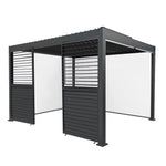 Anthracite Aluminium Pergola With White Blinds & 2 Shutter Panels | 3m x 4m | Anthracite