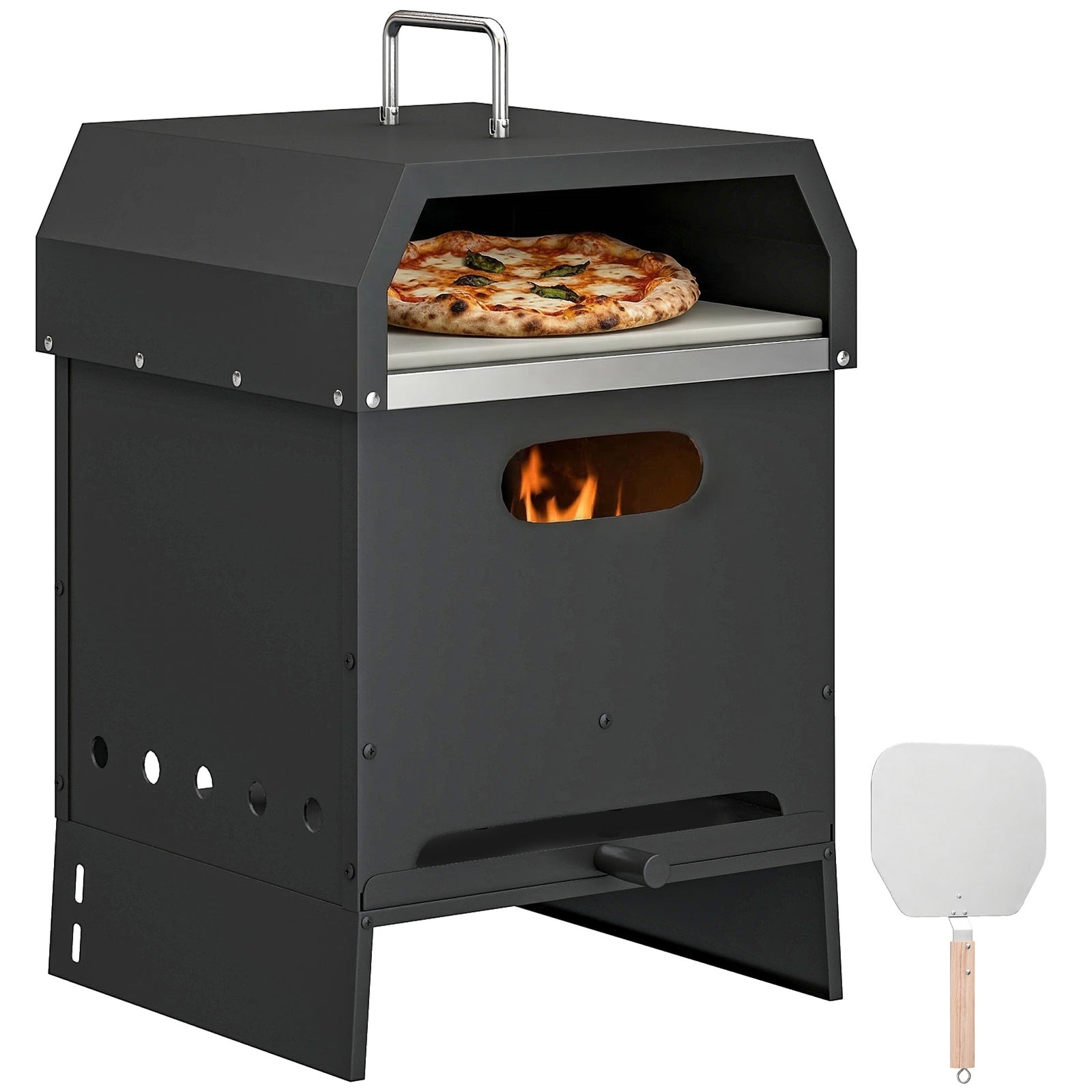 Outsunny 3 In 1 Portable Wood Fired Outdoor Pizza Oven With Handles