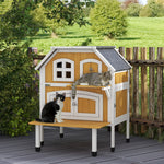 Outdoor Cat House Cat Shelter W/ Openable Asphalt Roof, Escape Doors