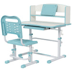 Height Adjustable Kids Desk And Chair Set, With Drawer, Bookshelf | Blue