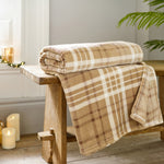 Snuggle Check Throw Blanket – 140x180cm – Super Soft Coral Fleece – Plaid Design | 140cm x 180cm | Umber