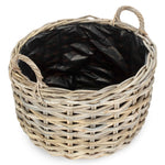 Curved Base Rattan Planter With Plastic Lining | Large | Natural