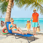 Foldable Beach Chaise Lounge 4 Adjustable Positions | Set of 1 | Navy Blue