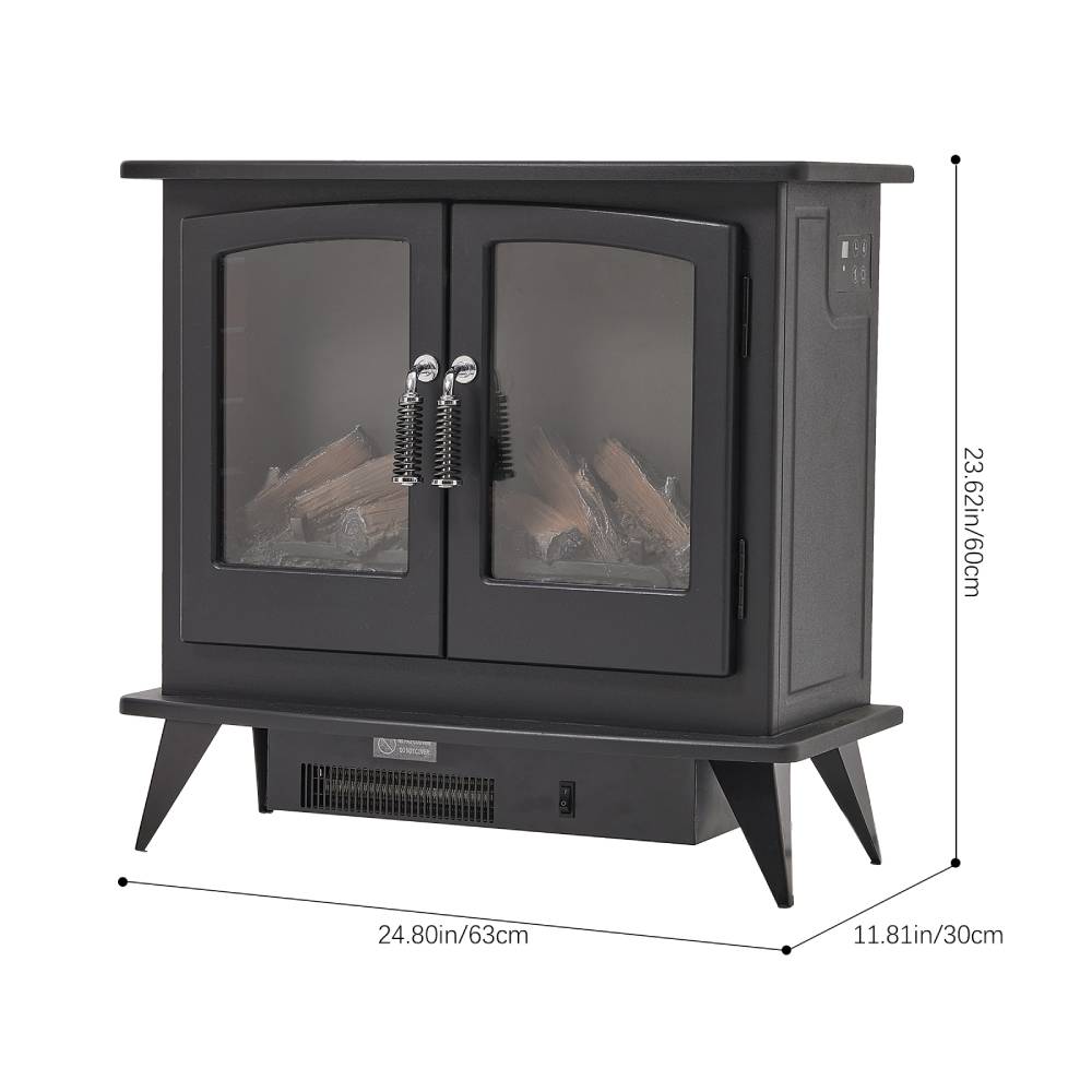 Freestanding Electric Fireplace Heater Portable Indoor Fireplace With Adjustable Flame, Remote & Timer For Living Room & Bedroom