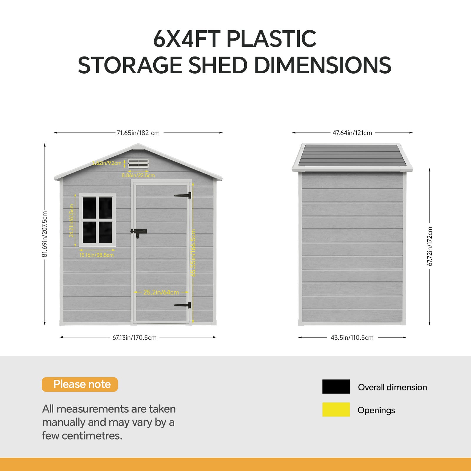 Breeins 6x4ft Outdoor Aluminum & Pp Storage Shed