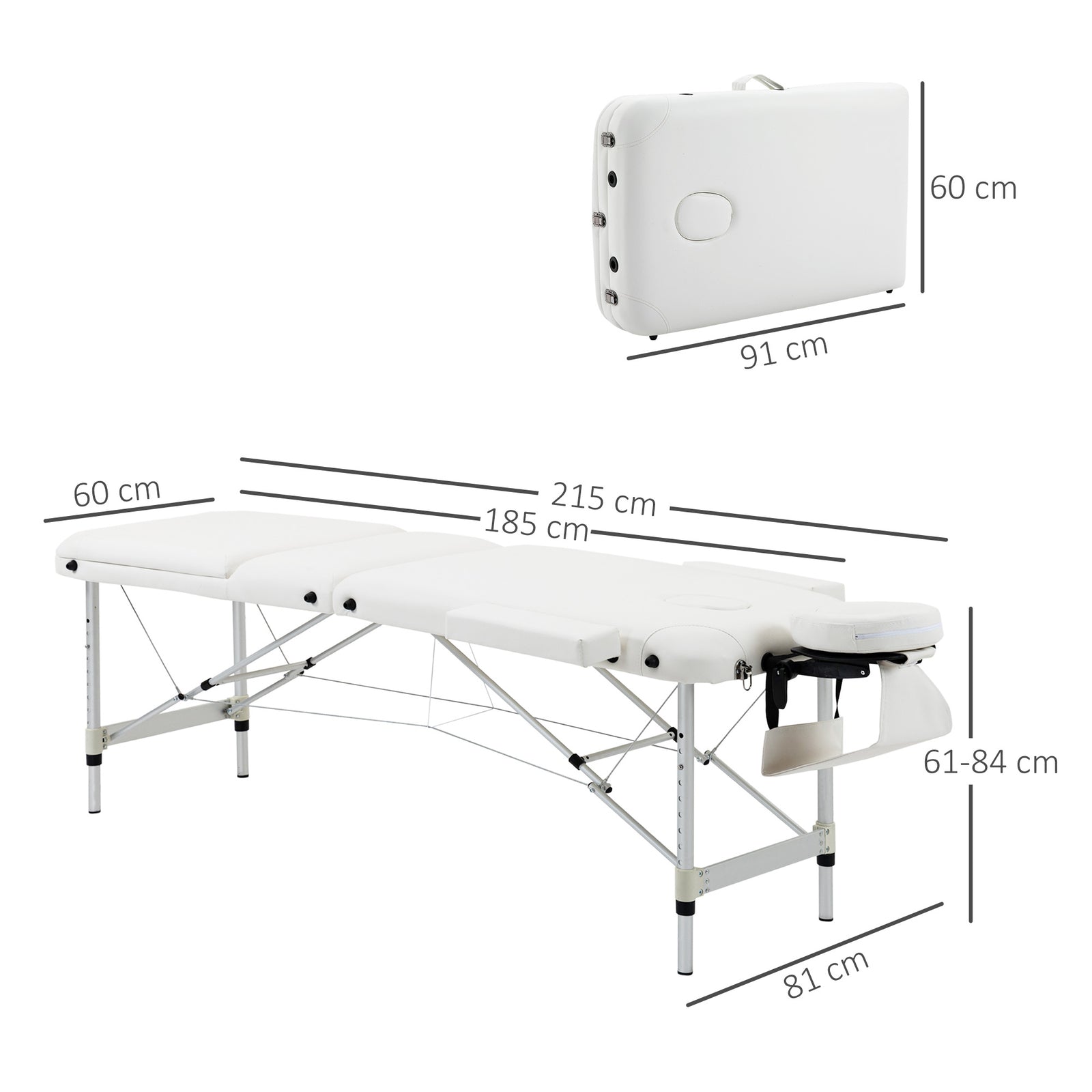Portable Massage Table Beauty Therapy Couch Bed Spa | One Size | White