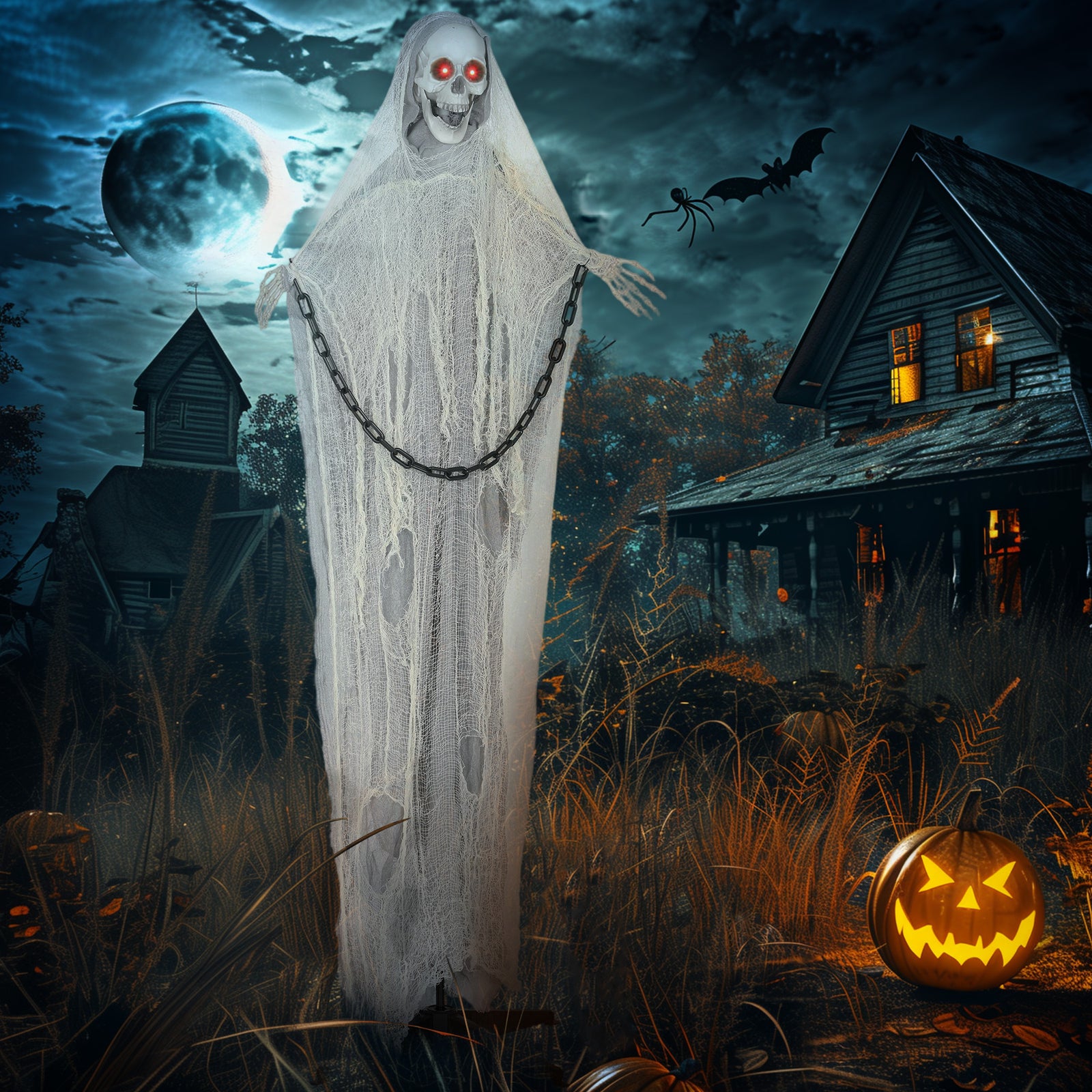 183 Cm Life Size Scary Halloween Decorations, Battery Operated
