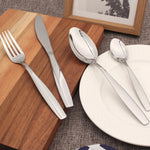 Cutlery Set Stainless Steel Fork Spoon Flatware Anydate | Set of 24 | Silver