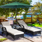 Rattan Sun Lounger Set With Side Table And Cushion | Black