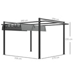 Retractable Pergola Canopy With Aluminium Frame | Large | Dark Gray