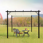3m X 3m Outdoor Retractable Steel Pergola With Pa-coated Polyester Canopy
