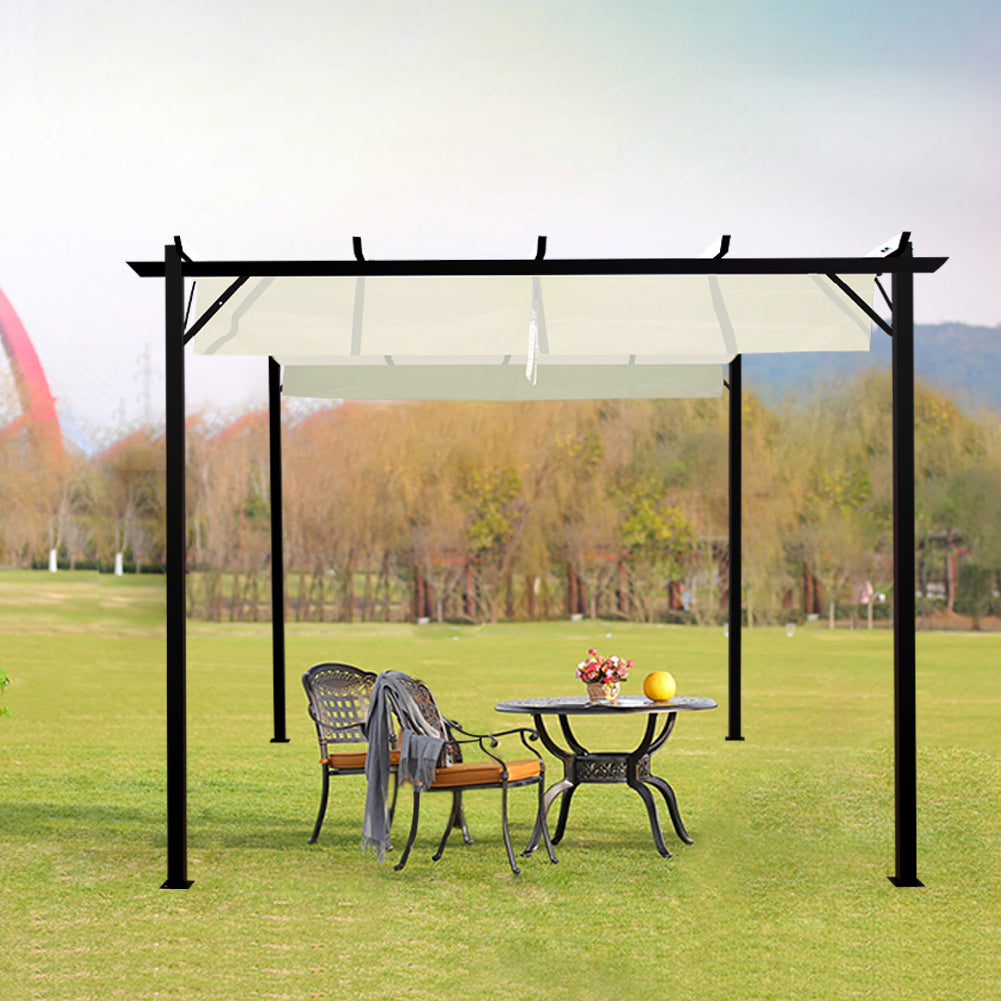 3m X 3m Outdoor Retractable Steel Pergola With Pa-coated Polyester Canopy
