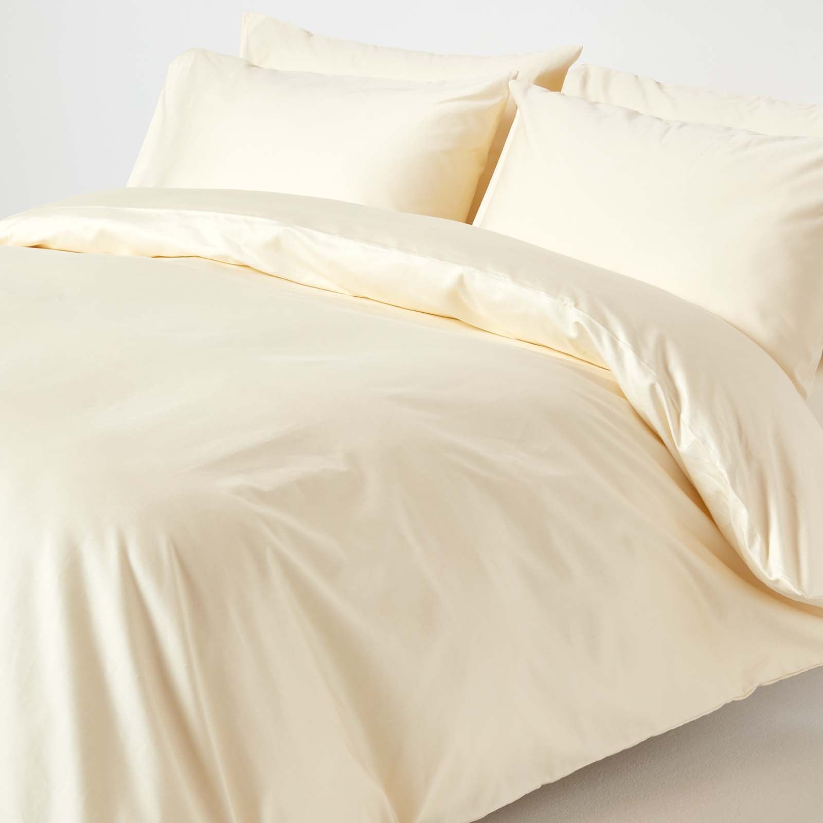 Egyptian Cotton Duvet Cover With Pillowcase 1000 Tc | Super King | Cream