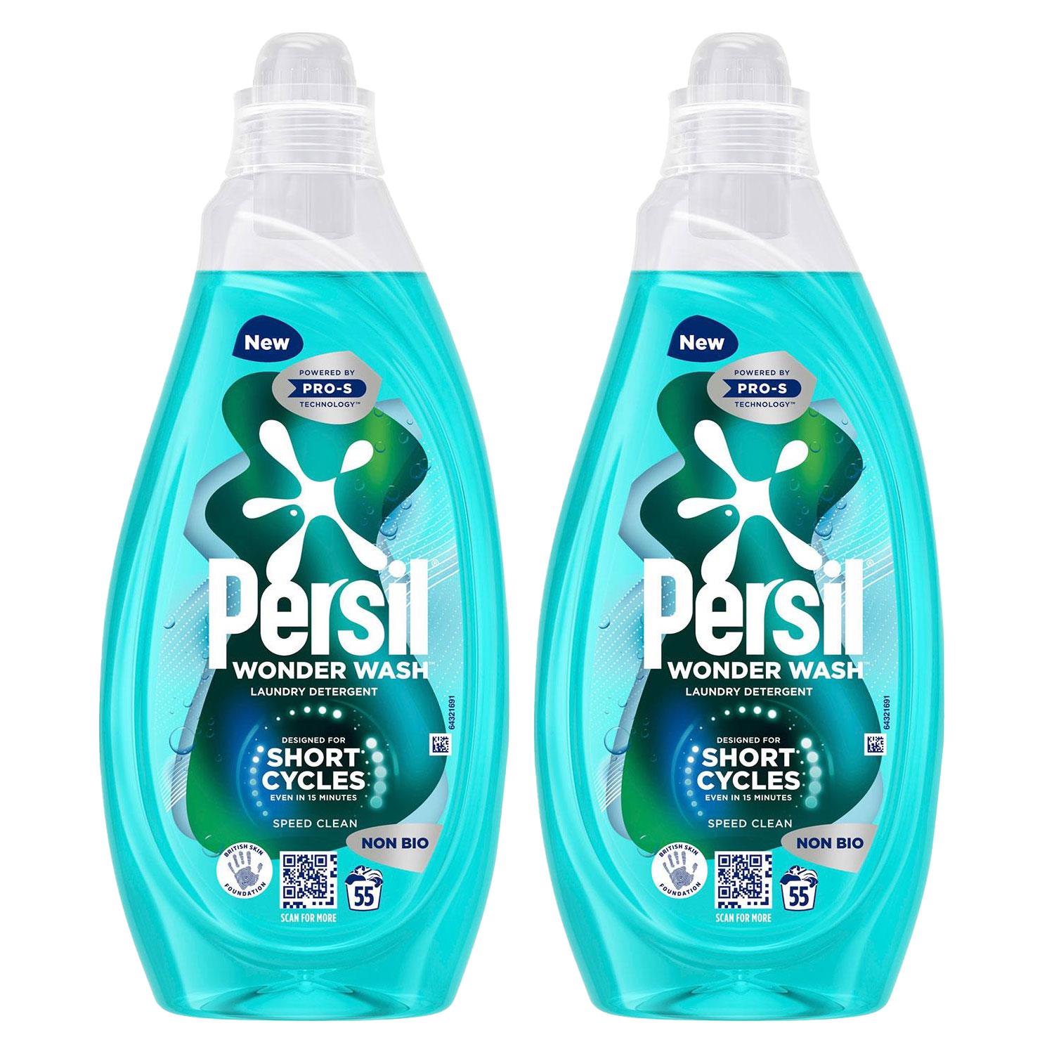 Wonder Wash Liquid Laundry Detergent Non Bio Speed Clean 55w, 1.485l | Set of 2