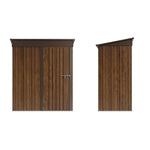 3x5 Ft Outdoor Pent Roof Metal Garden Storage Shed With 3d Brown Wood Grain Finish