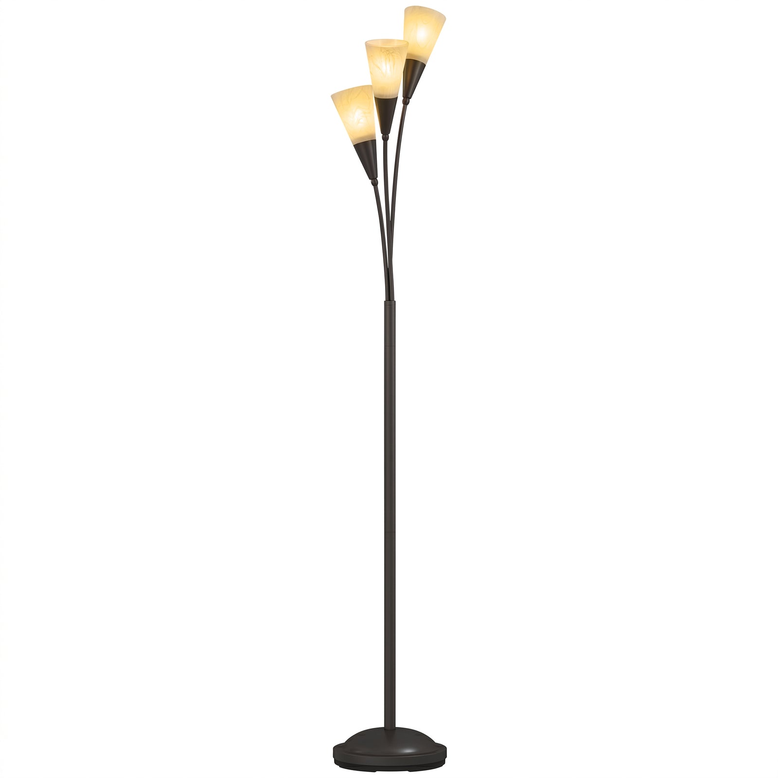 HOMCOM Modern Upright Floor Lamp With 3 Light, Steel Base For Living Room