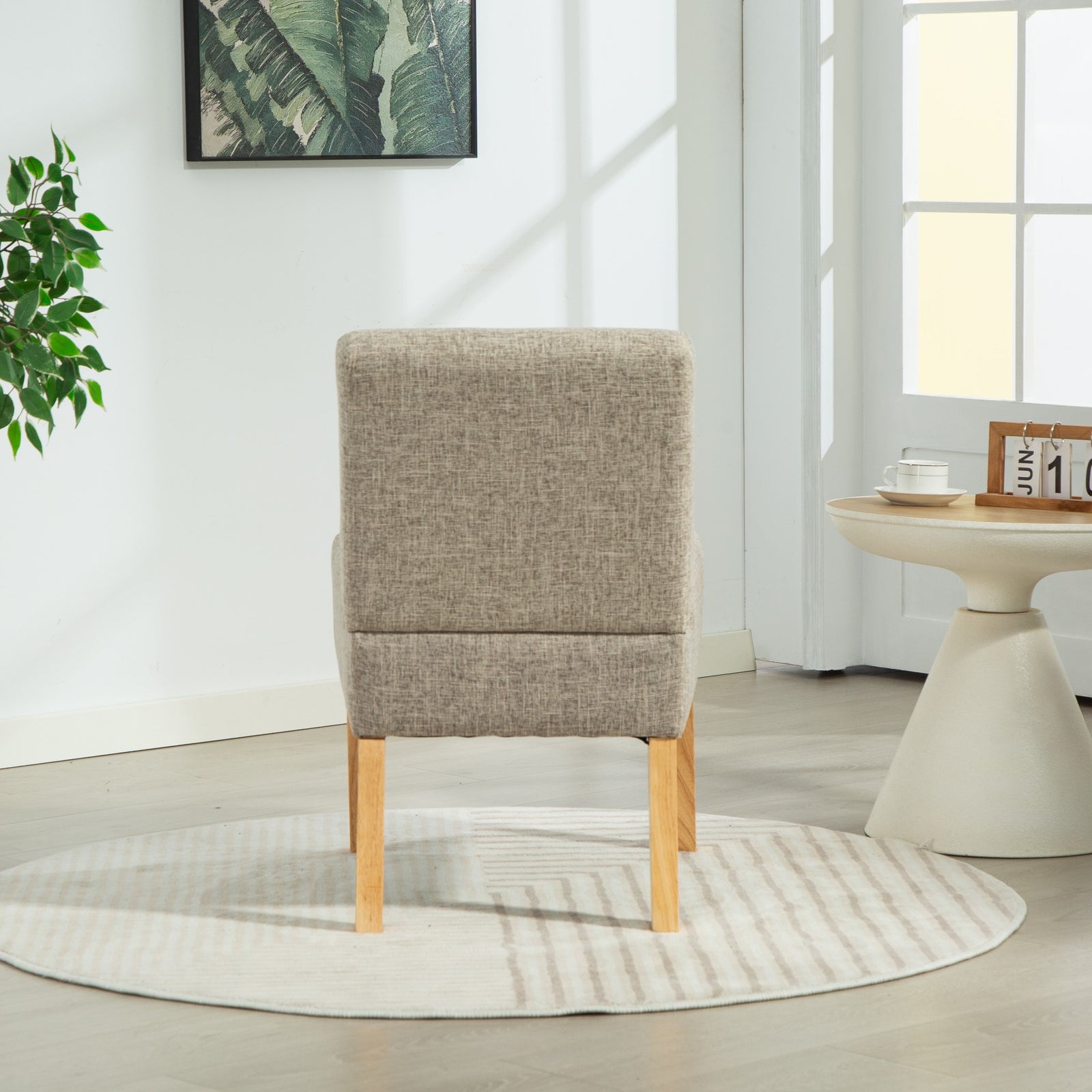 Selina Fabric Armless Accent Chair | Light Brown