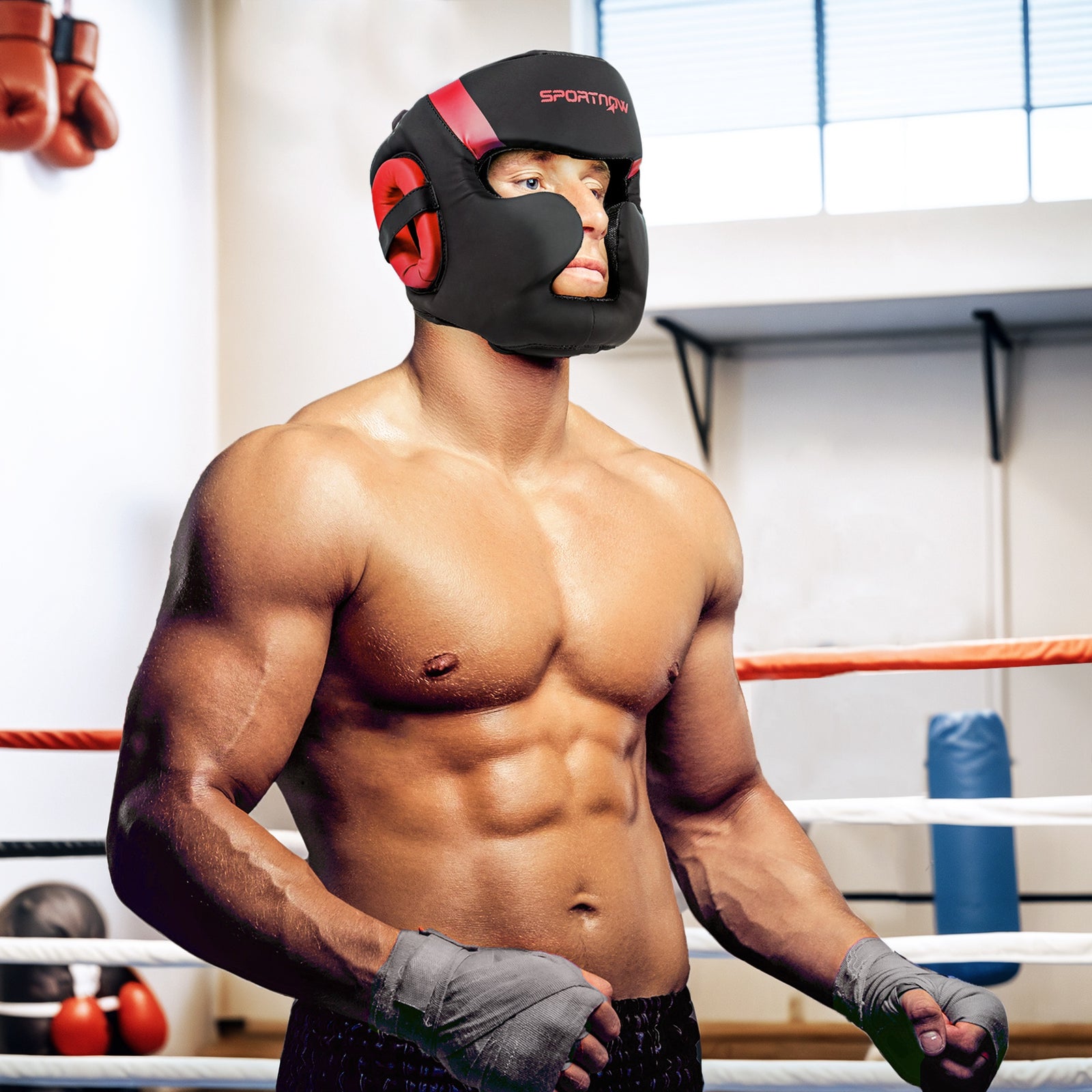 Boxing Headguard For Full Face Protection | Red