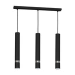 Joker Contemporary Pendant Lamp 3xgu10 Hand Made Cylindrical Style Light Finished In Matt Black With Chrome Detail