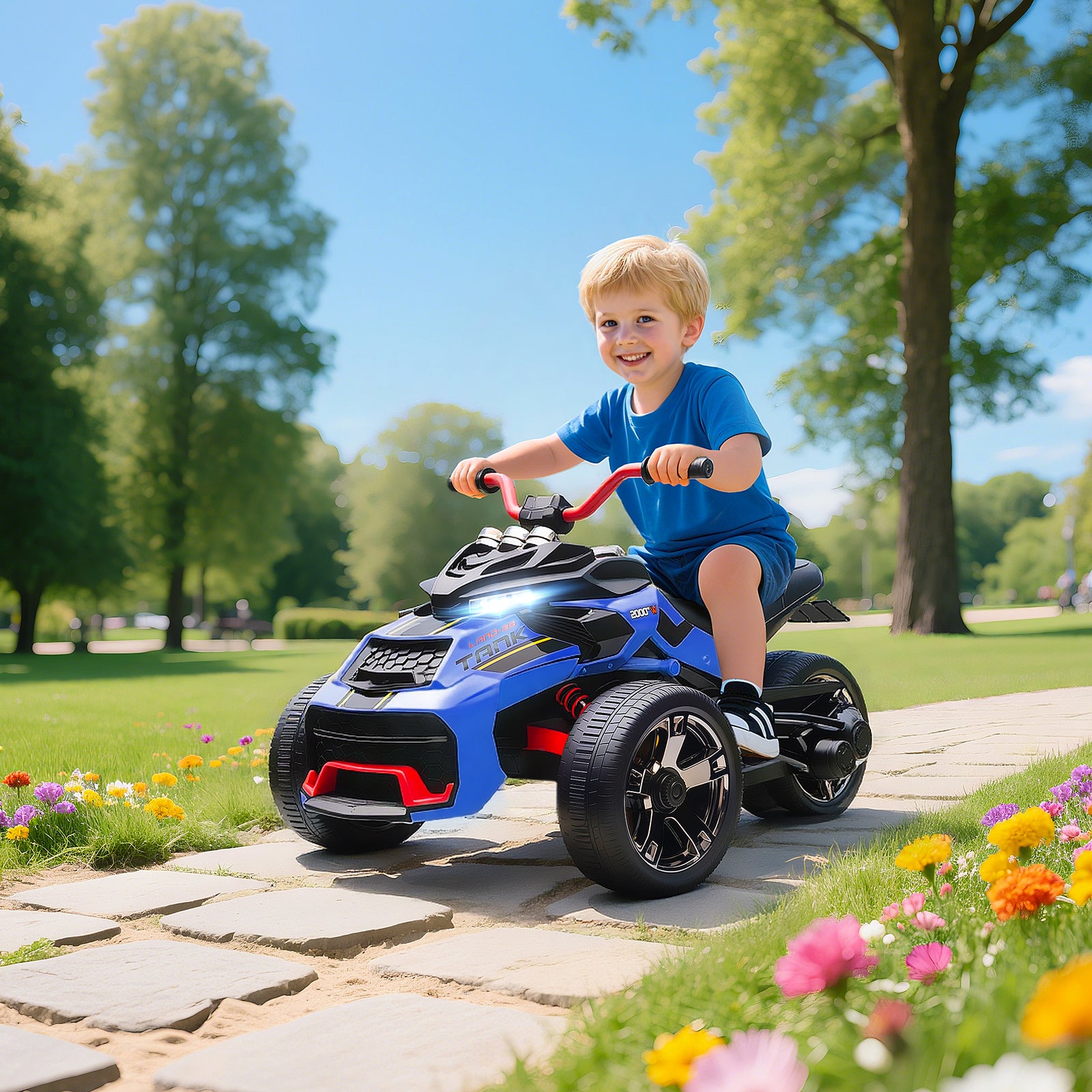 12v Kids Electric Ride On Car, Battery Powered Ride On Atv | Blue