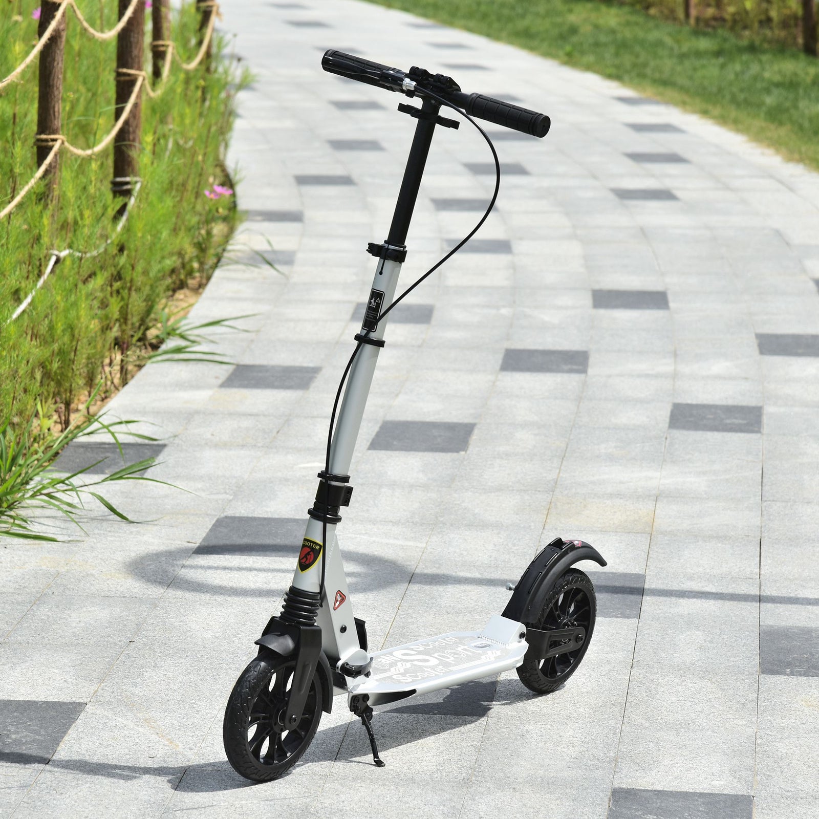 Adult Teens Kick Scooter Foldable 14+ W/ Rear Wheel& Brake | Silver