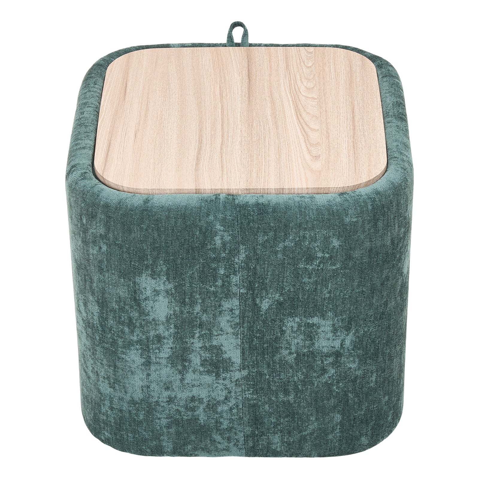 Modern Cube Storage Footstool Ottoman With Reversible Lid | Green