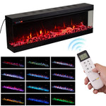 60’’ Smart Electric Fireplace with 3-Sided Panoramic Flame, WiFi  App Control, 750W/1500W Heater, 12 Flame Colours, Crackling Sound & Adjustable Thermostat, Recessed Black Fireplace Heater
