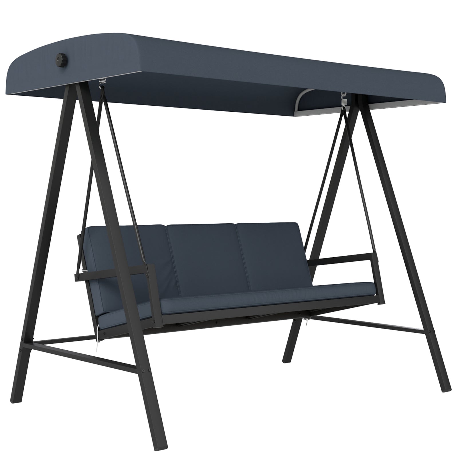3 Seater Garden Swing Chair W/ Adjustable Canopy And Cushion