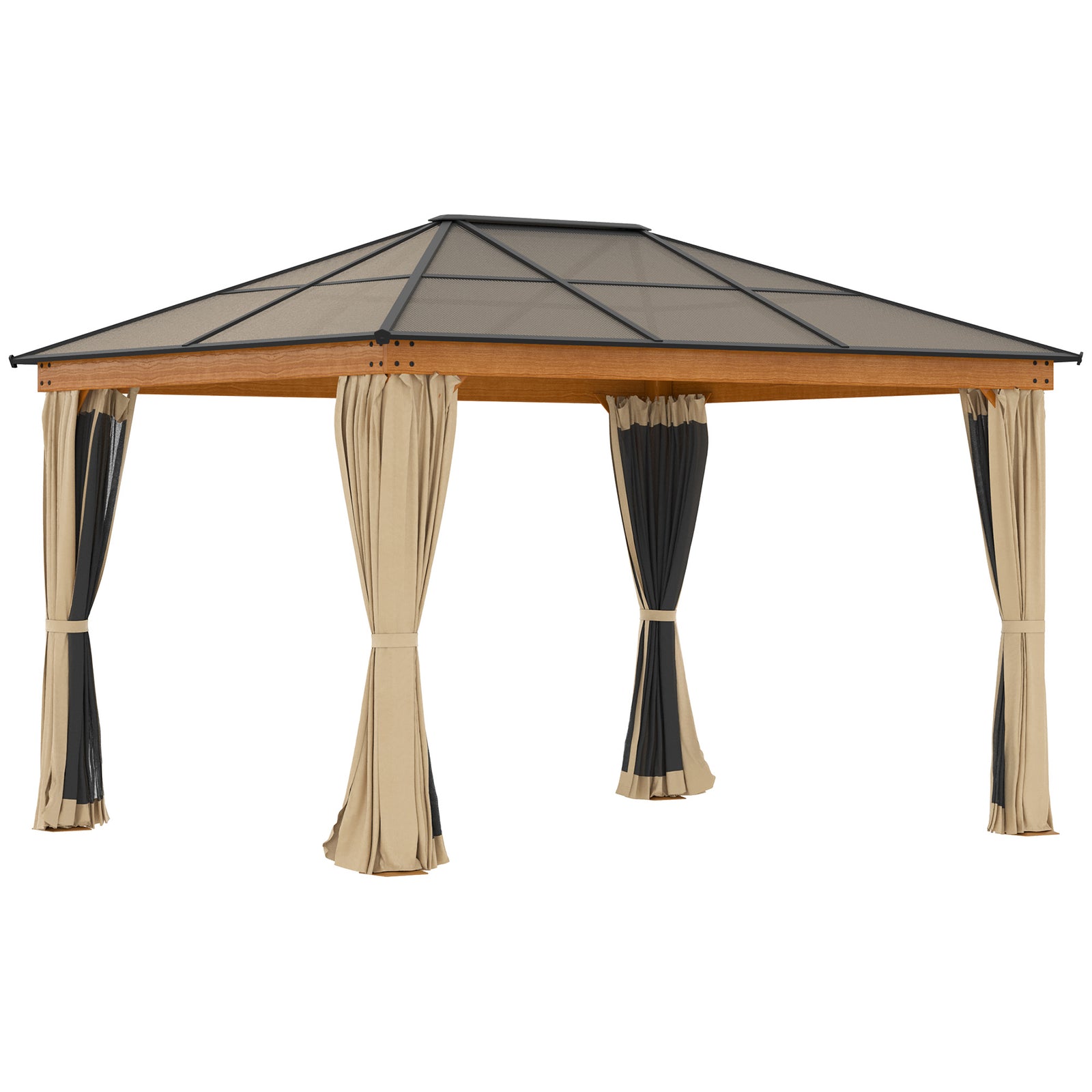Hardtop Gazebo Polycarbonate Canopy W/nettings Sidewalls