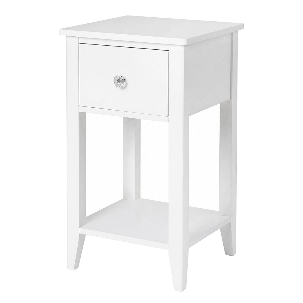 Levede Bedside Table Narrow Modern End Table Drawer & Shelf Bedroom White