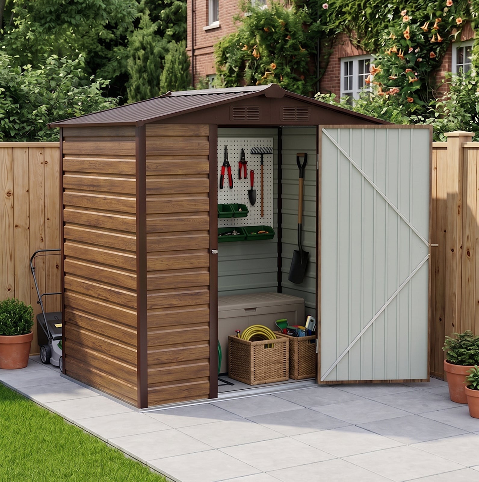 Breeins 4 X 6ft Metal Apex Roof Garden Storage Shed