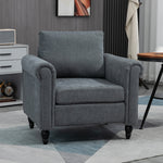 Vintage Armchair Fabric Accent Chair With Wood Legs | One Size | Gray