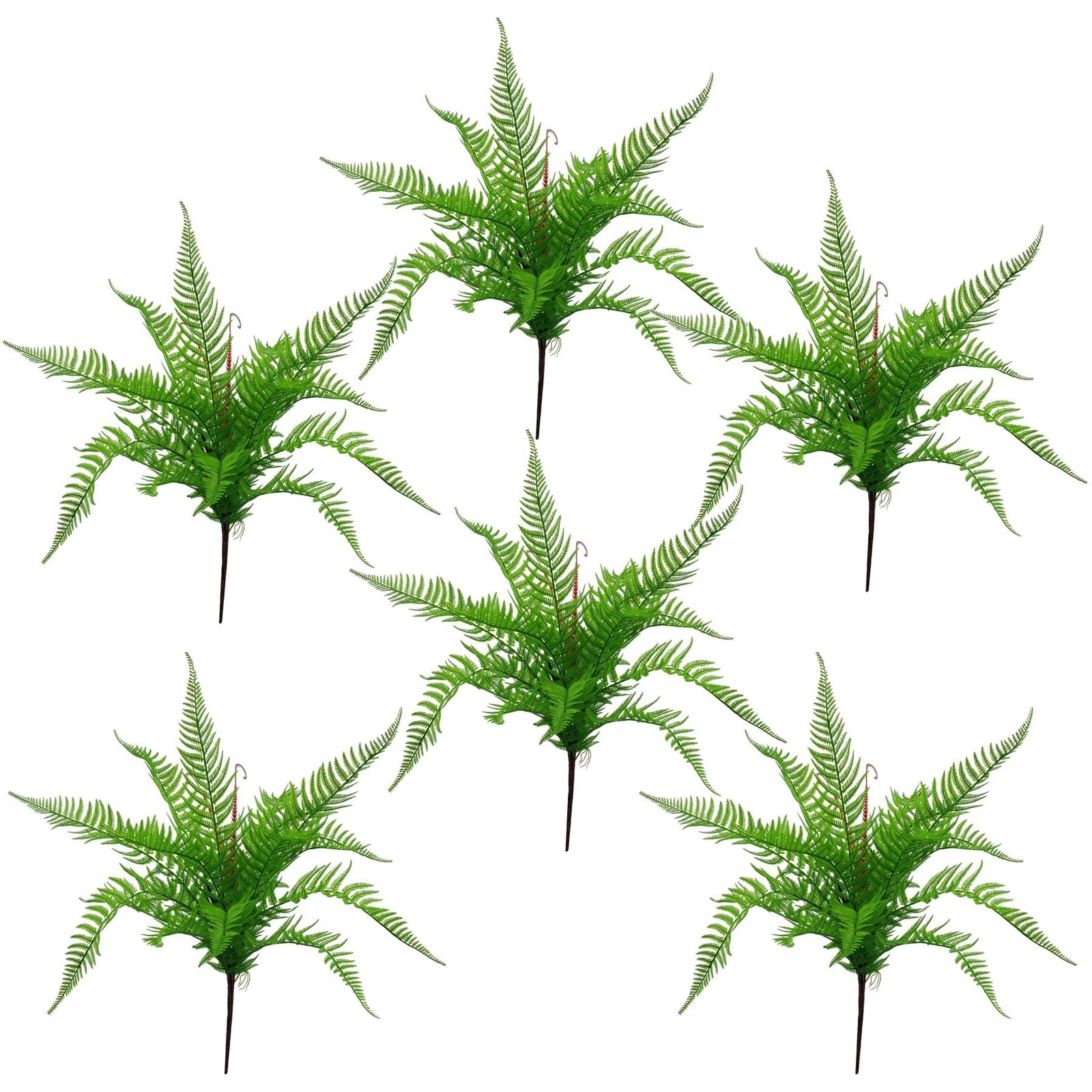 6 X 60cm Artificial Bushy Dixie Wood Fern Dark Green Plant