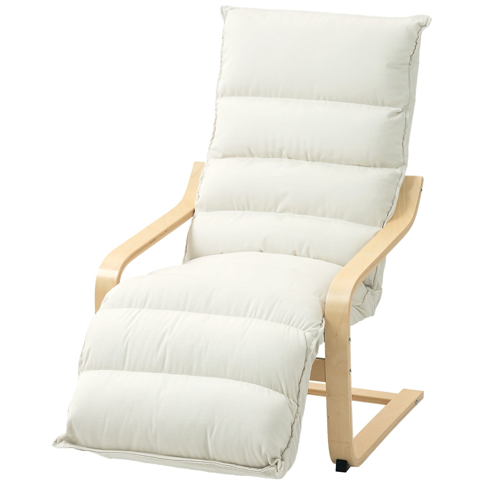 Birch Wood Lounge Chair For Living Room, Bedroom | One Size | Cream