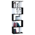 5-tier Bookcase Storage Display Shelving S Shape Design Unit | One Size | Black