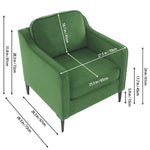 Contemporary Upholstered Armchair – Velvet Accent Chair For Living Room Or Study | Green