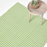 Cotton Gingham Check Rug Hand Woven | 60cm x 80cm | Green